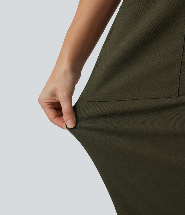 Salopetă casual cu mâneci scurte și buzunare