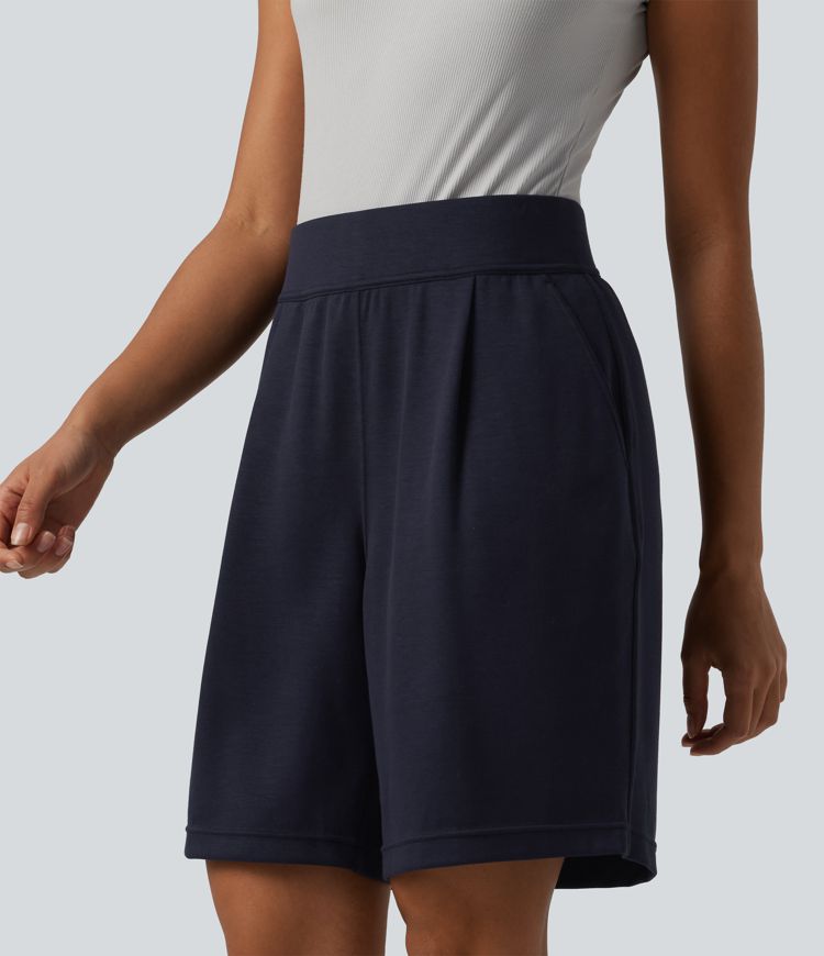 High Waisted Work Shorts with Pockets