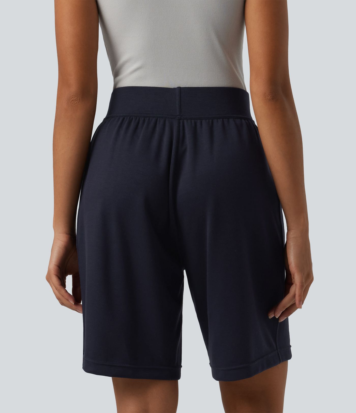 High Waisted Work Shorts with Pockets