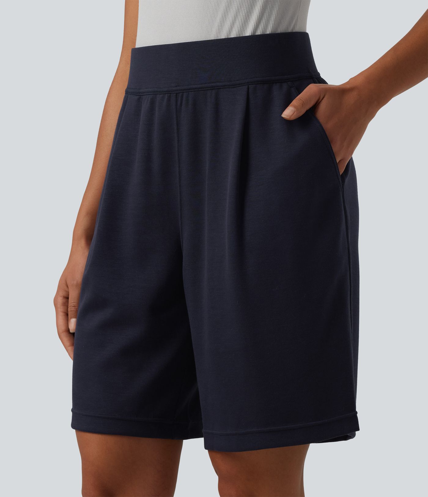 High Waisted Work Shorts with Pockets