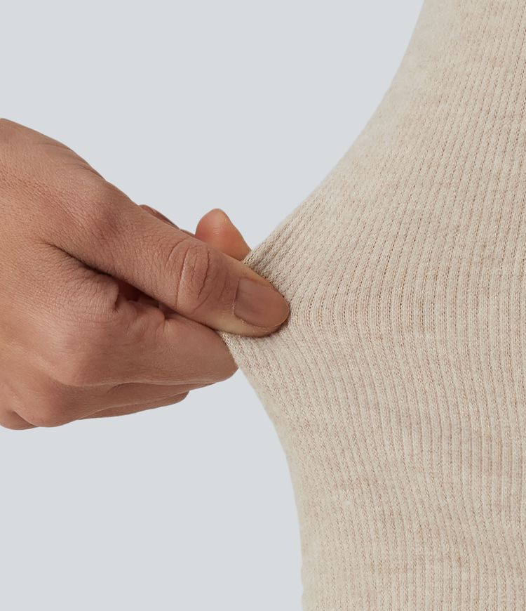 Ribbed Flounce Long Sleeve Work Top