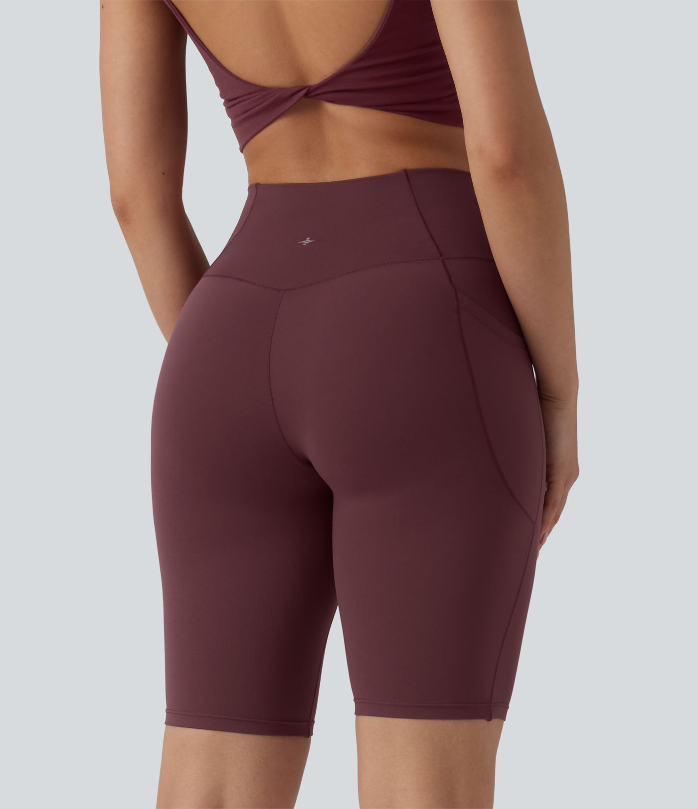 SoftlyZero™ High Waisted Crossover Yoga Biker Shorts 9'' with Pockets-UPF50+