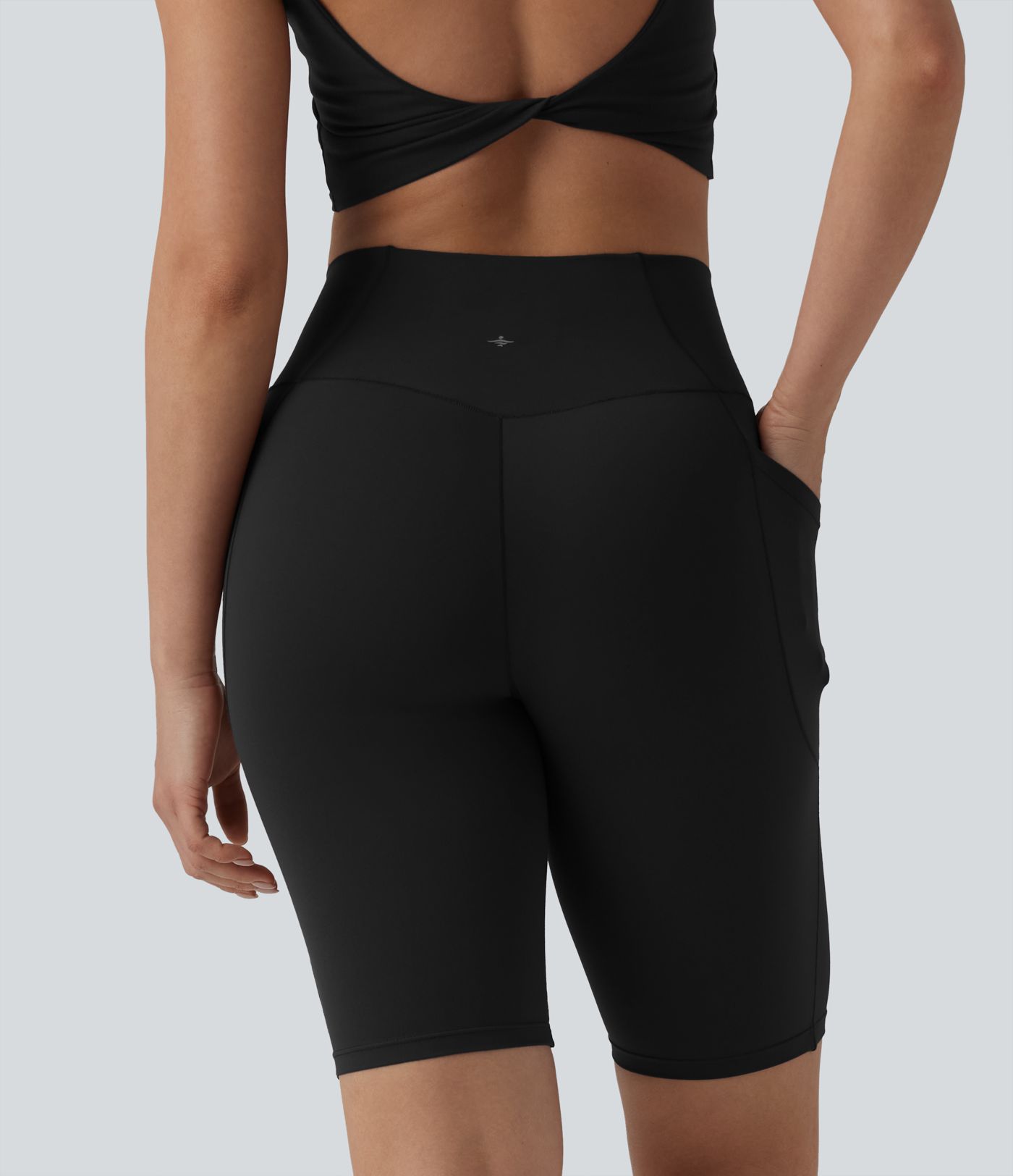 SoftlyZero™ High Waisted Crossover Yoga Bike Shorts 9'' with Pockets-UPF50+