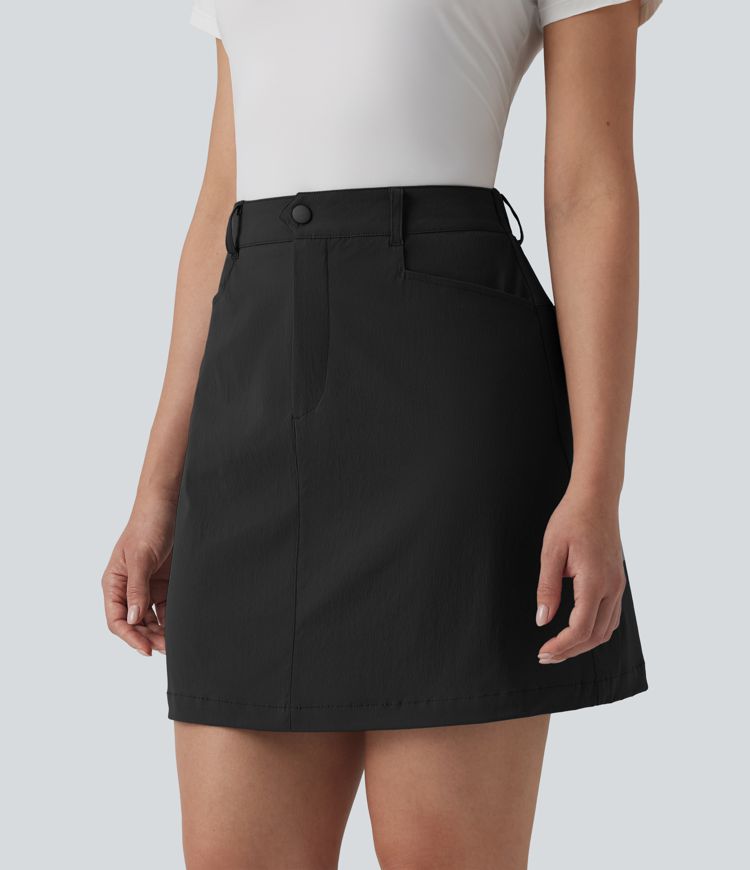 High Waisted A Line Mini Golf Skirt with Pockets-Longer Length