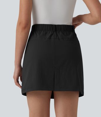 High Waisted A Line Mini Golf Skirt with Pockets-Longer Length