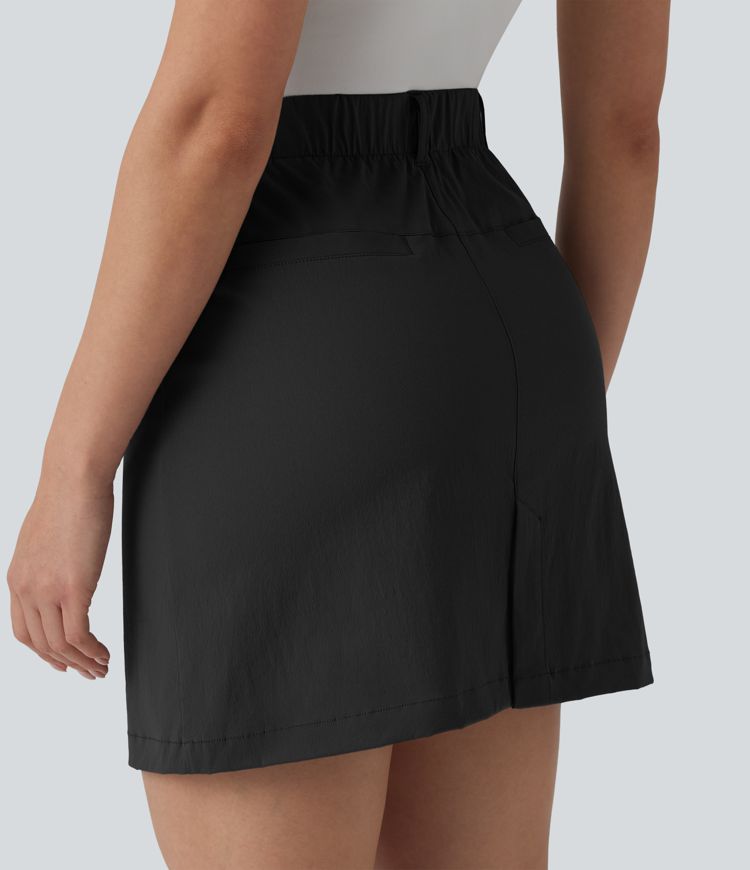 High Waisted A Line Mini Golf Skirt with Pockets-Longer Length