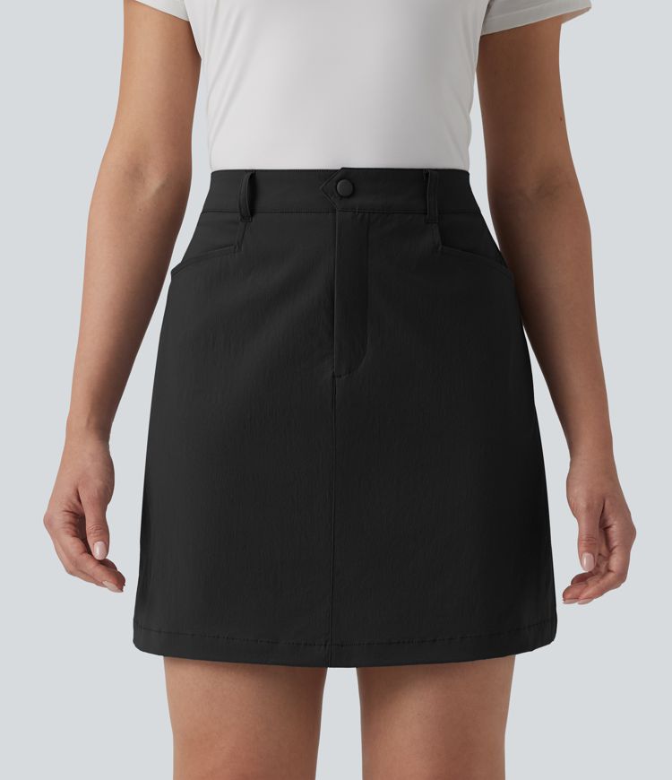High Waisted A Line Mini Golf Skirt with Pockets-Longer Length