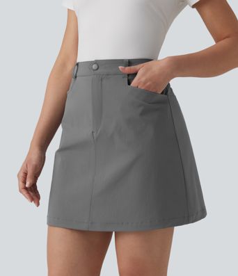 Mini-jupe de golf taille haute, coupé trapèze, avec poches — longueur allongée