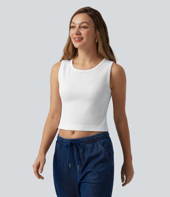 OneForm Seamless Flow Waffle Cropped Casual Tank Top