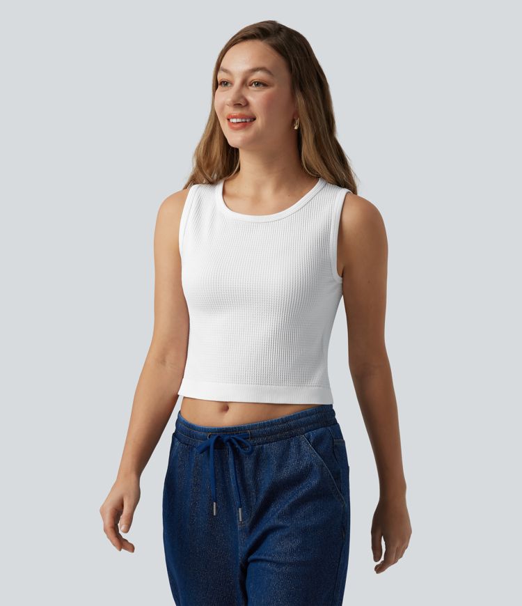 OneForm Seamless Flow Waffle Cropped Casual Tank Top