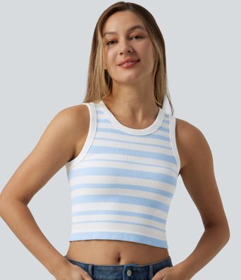 OneForm Seamless Flow - Lässiges, verkürztes Tanktop mit Rundhalsausschnitt und Streifen