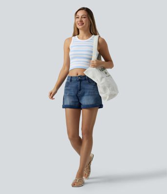 OneForm Seamless Flow - Lässiges, verkürztes Tanktop mit Rundhalsausschnitt und Streifen