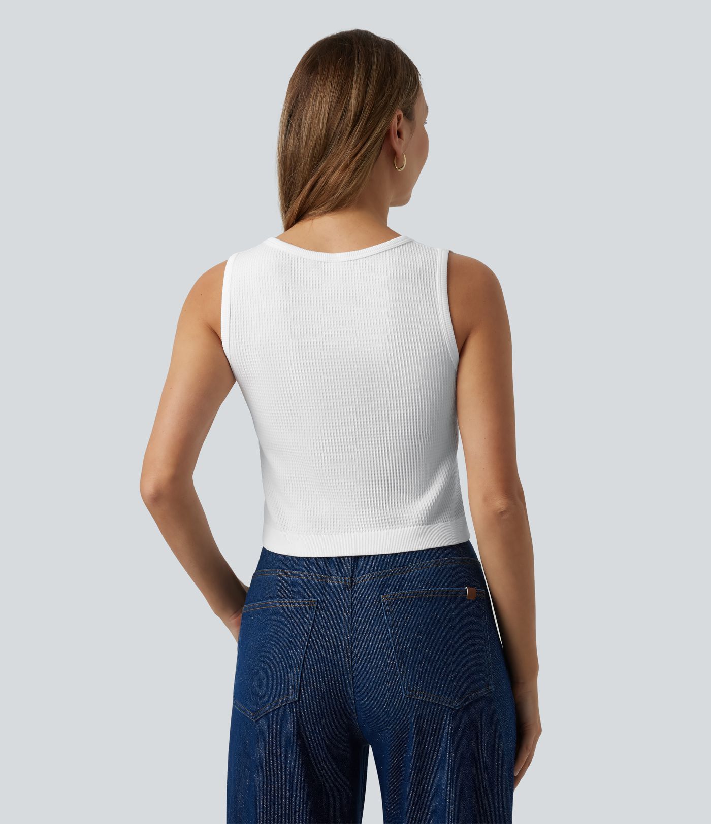 OneForm Seamless Flow Waffle Cropped Casual Tank Top