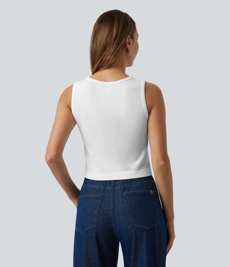 OneForm Seamless Flow Waffle Cropped Casual Tank Top