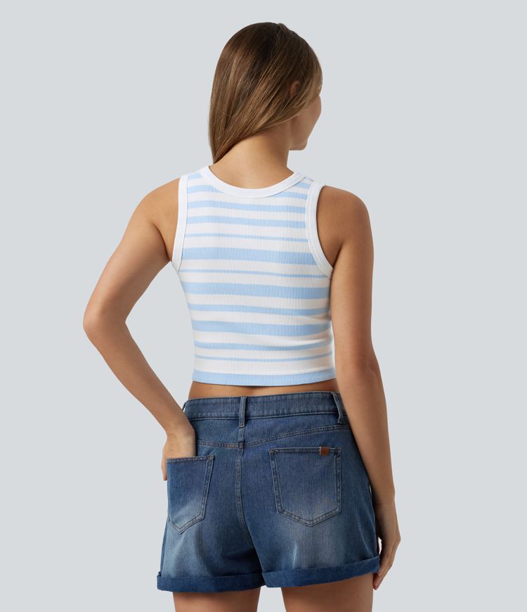 OneForm Seamless Flow - Lässiges, verkürztes Tanktop mit Rundhalsausschnitt und Streifen