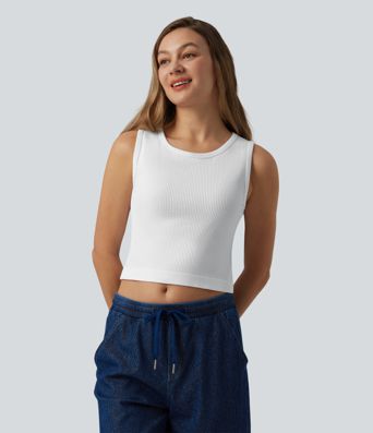 OneForm Seamless Flow Waffle Cropped Casual Tank Top