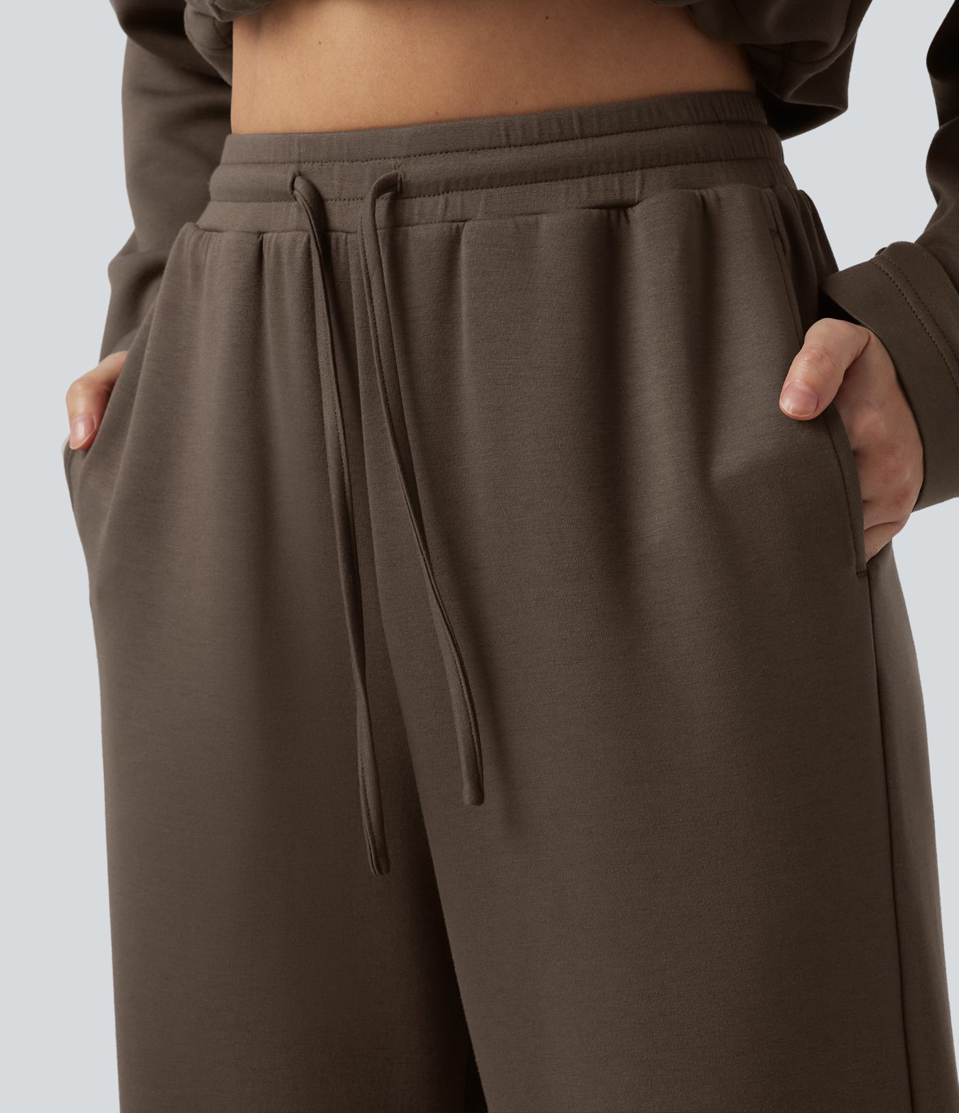 High Waisted Drawstring Wide Leg Lounge Sweatpants with Pockets