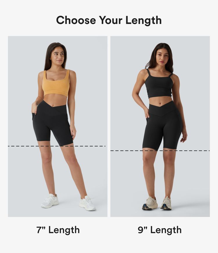 SoftlyZero™ High Waisted Crossover Yoga Bike Shorts 9'' with Pockets-UPF50+