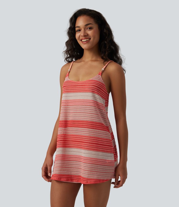 Adjustable Straps Crochet Knit Slip Cover Up