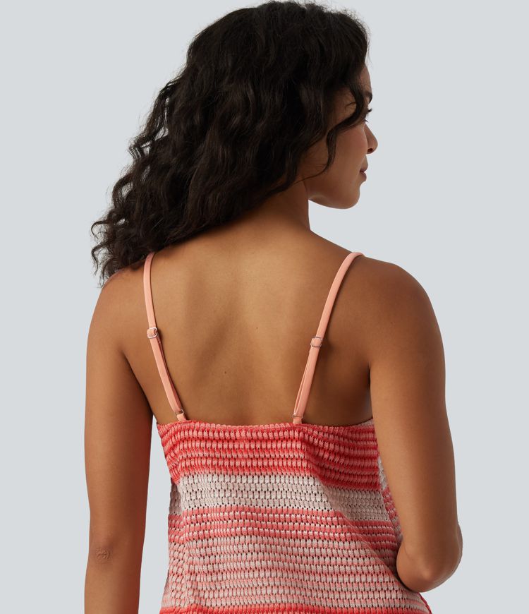Adjustable Straps Crochet Knit Slip Cover Up