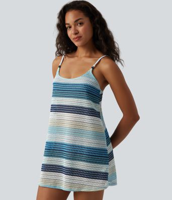 Adjustable Straps Crochet Knit Slip Cover Up