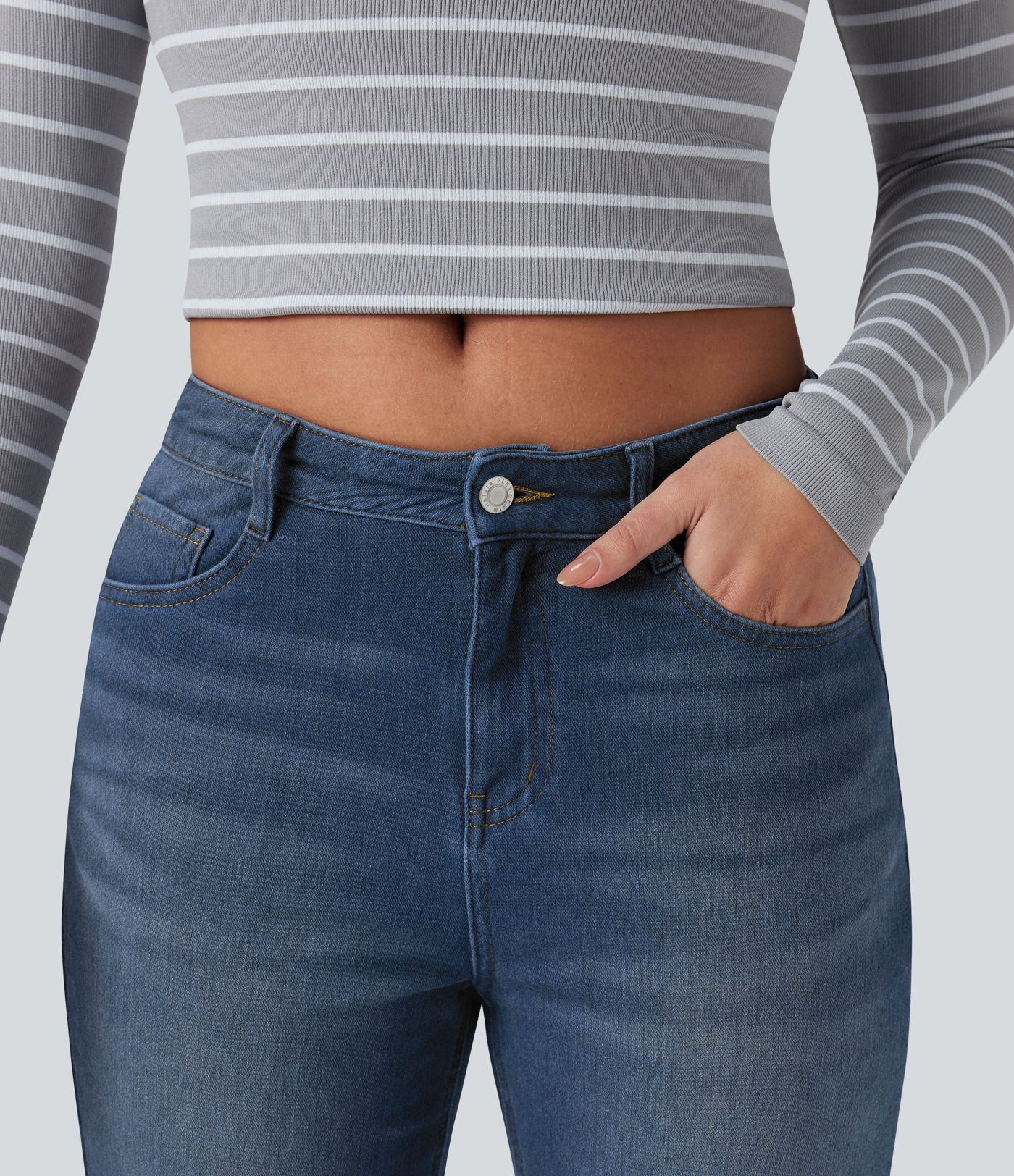 Halara Flex™ Denim Heat High Waisted Straight Leg Casual Jeans with Pockets Halara Flex™ Denim Heat High Waisted Straight Leg Casual Jeans with Pockets
