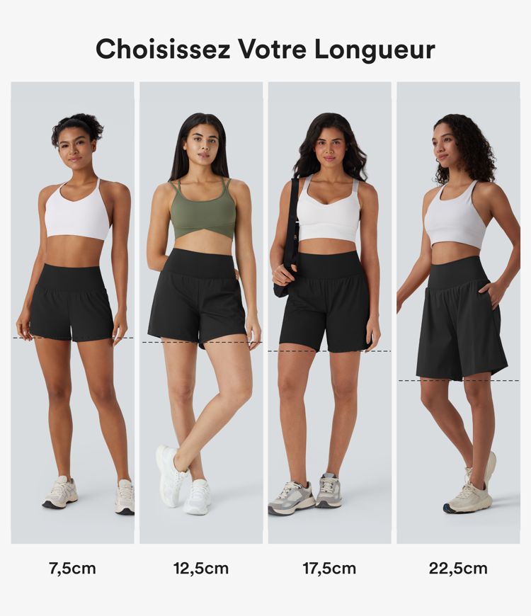 Short yoga 2-en-1 SoftlyZero™ aérien taille super haute toucher frais 12,5 cm avec poches - Longueur extended