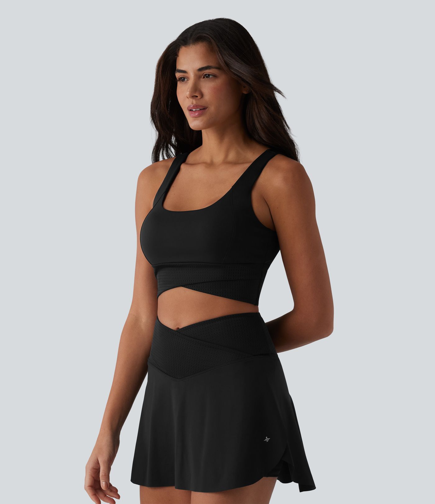 Kurzes Yoga-Tanktop mit U-Ausschnitt und integriertem BH