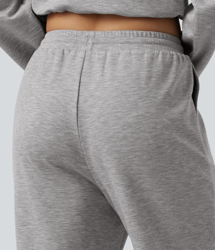 Jogging d'intérieur large taille haute avec cordon de serrage et poches