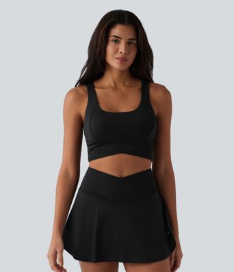 Kurzes Yoga-Tanktop mit U-Ausschnitt und integriertem BH