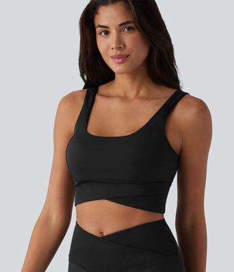 Kurzes Yoga-Tanktop mit U-Ausschnitt und integriertem BH