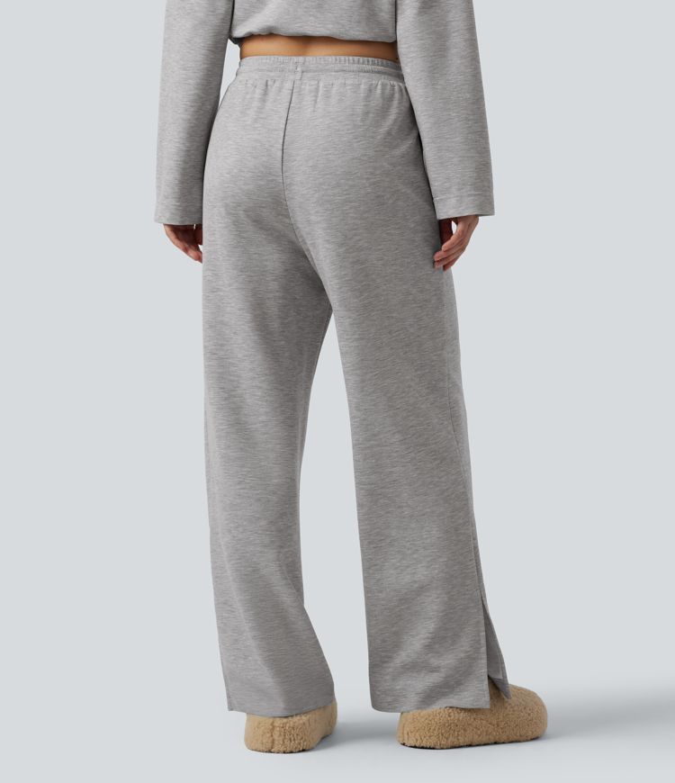 Jogging d'intérieur large taille haute avec cordon de serrage et poches