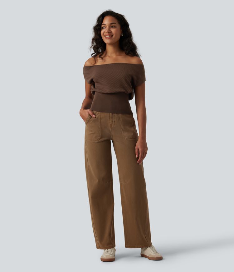 One-shoulder Short Sleeve Casual Jumper