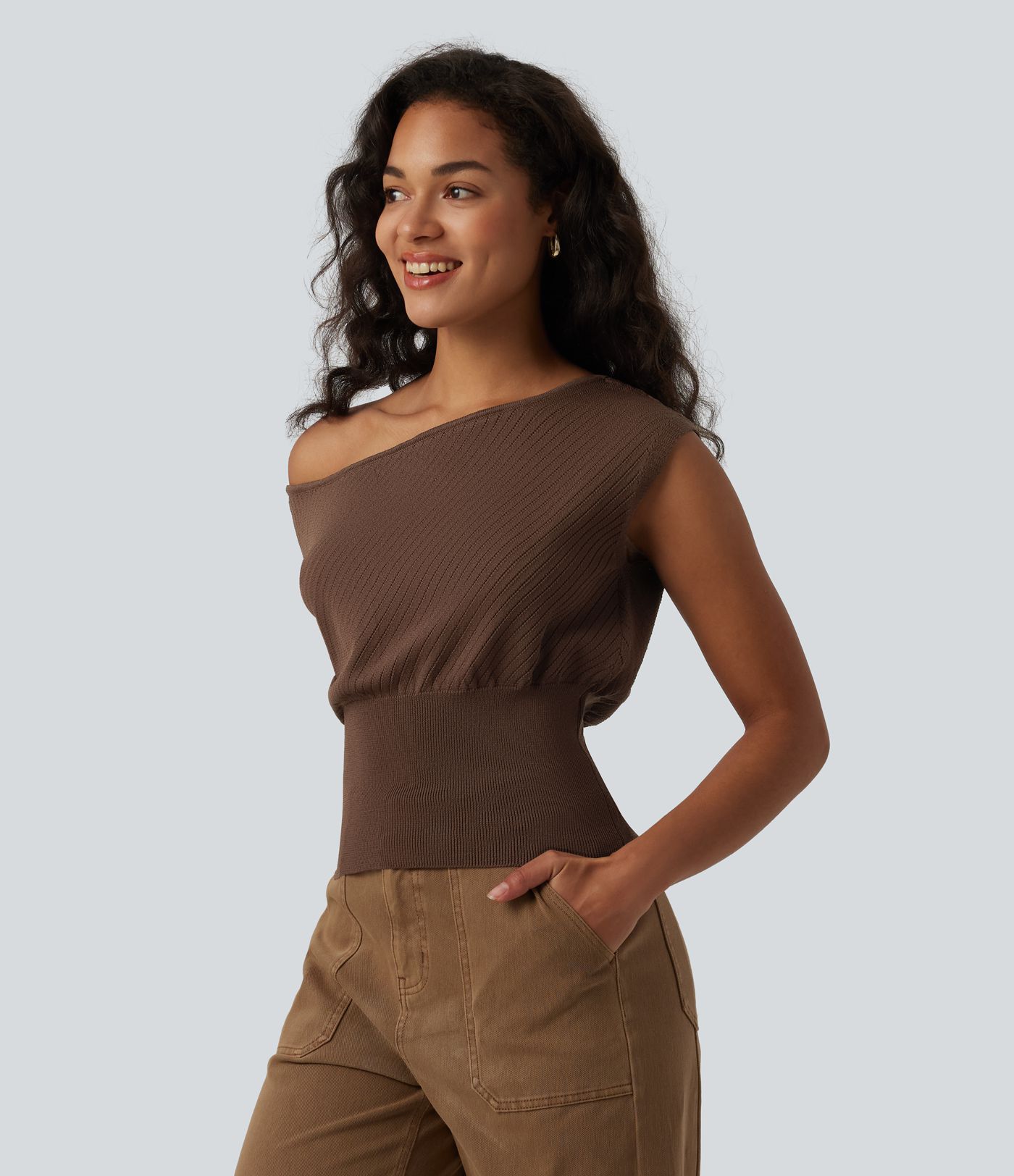 One-shoulder Short Sleeve Casual Jumper