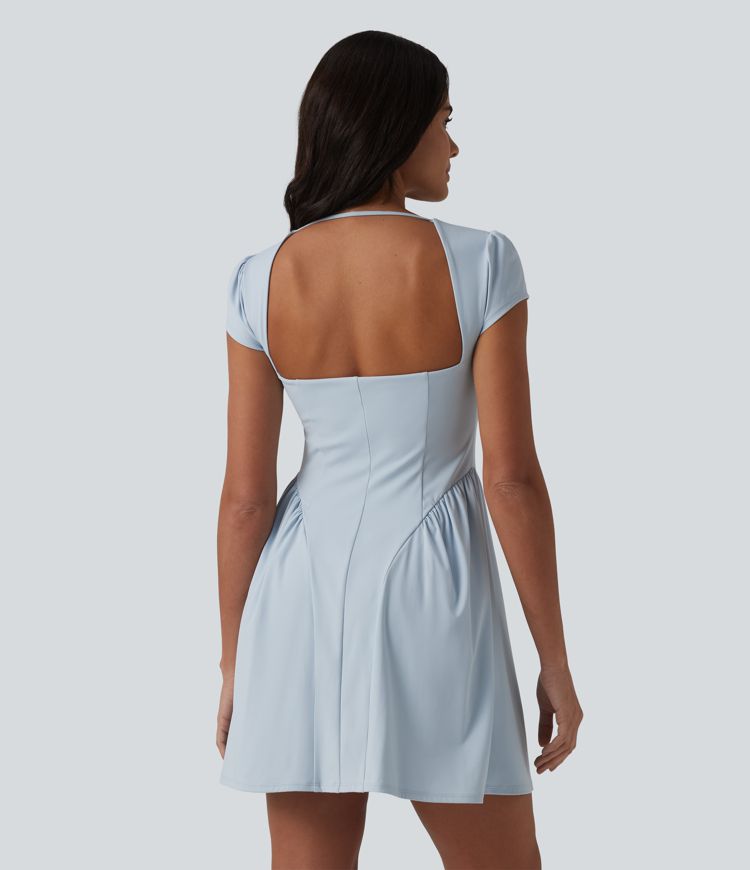 Halara Square Neck Short Sleeve Built-in Bra Mini Casual dress Casual dress - Winter Sky - S slip dress Beach dress ruched dress halter dress Halara Square Neck Short Sleeve Built-in Bra Mini Casual dress Casual dress - Winter Sky - S slip dress Beach dress ruched dress halter dress