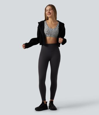 OneForm Seamless Flow be siūlių jogos sportinė liemenėlė su mažu palaikymu, U formos iškirpte, gyvatės odos raštu ir sujungta liemenėle