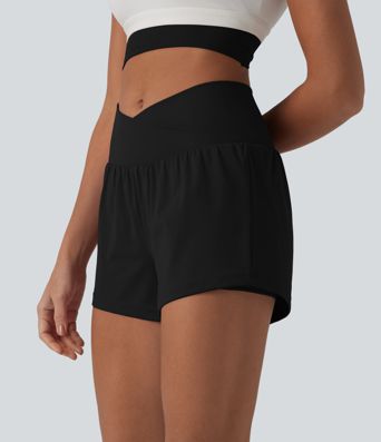SoftlyZero™ Airy Crossover Yogashorts mit hohem Bund, 2-in-1-Modell, in allen Größen und mit praktischen Beuteln