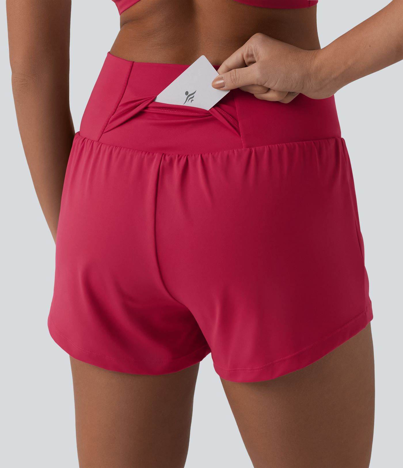 SoftlyZero™ Airy Crossover High Waisted 2-in-1 Cool Touch Yoga Shorts with Pockets