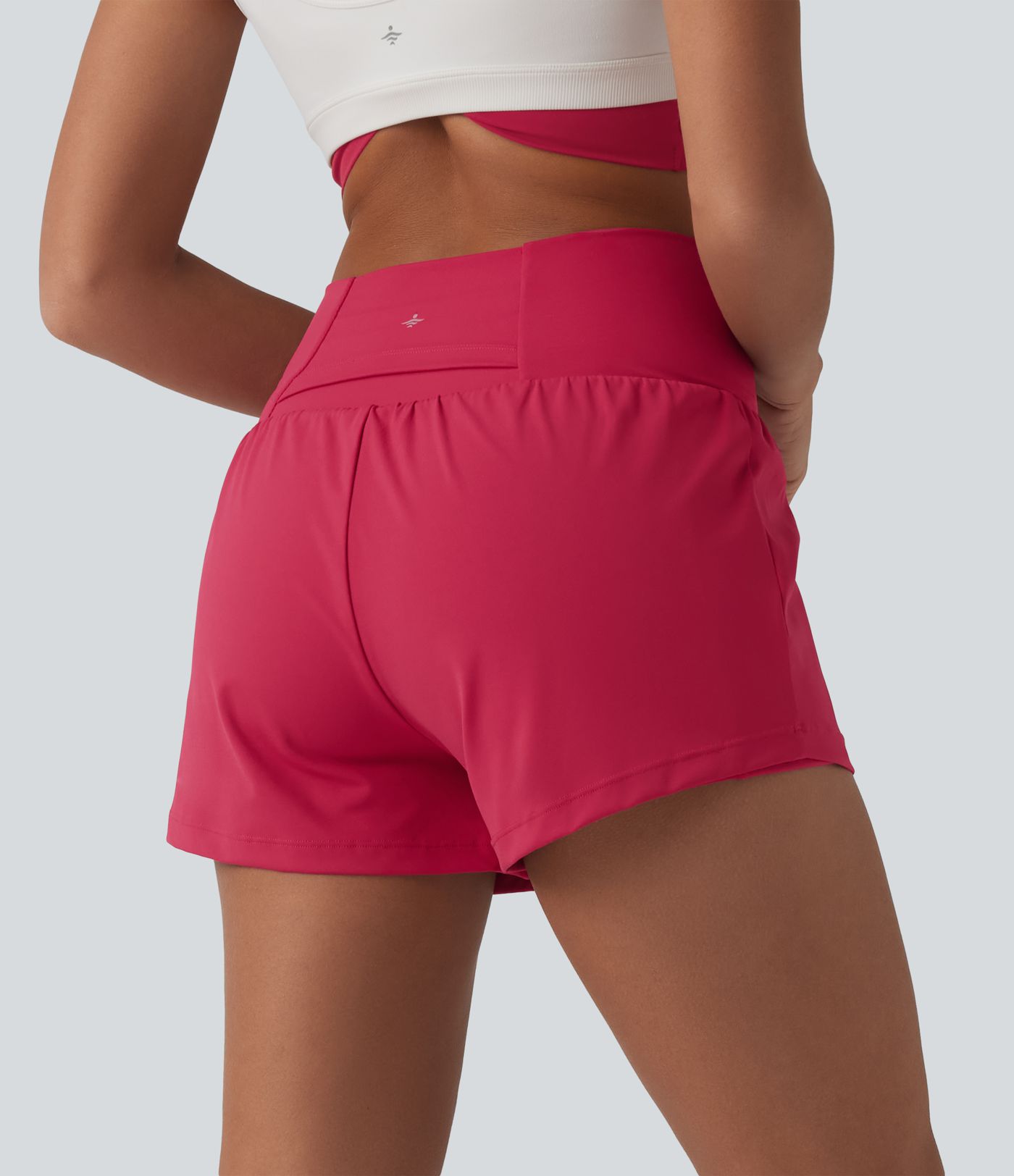SoftlyZero™ Airy Crossover High Waisted 2-in-1 Cool Touch Yoga Shorts with Pockets