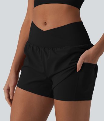 SoftlyZero™ Airy Crossover Yogashorts mit hohem Bund, 2-in-1-Modell, in allen Größen und mit praktischen Beuteln