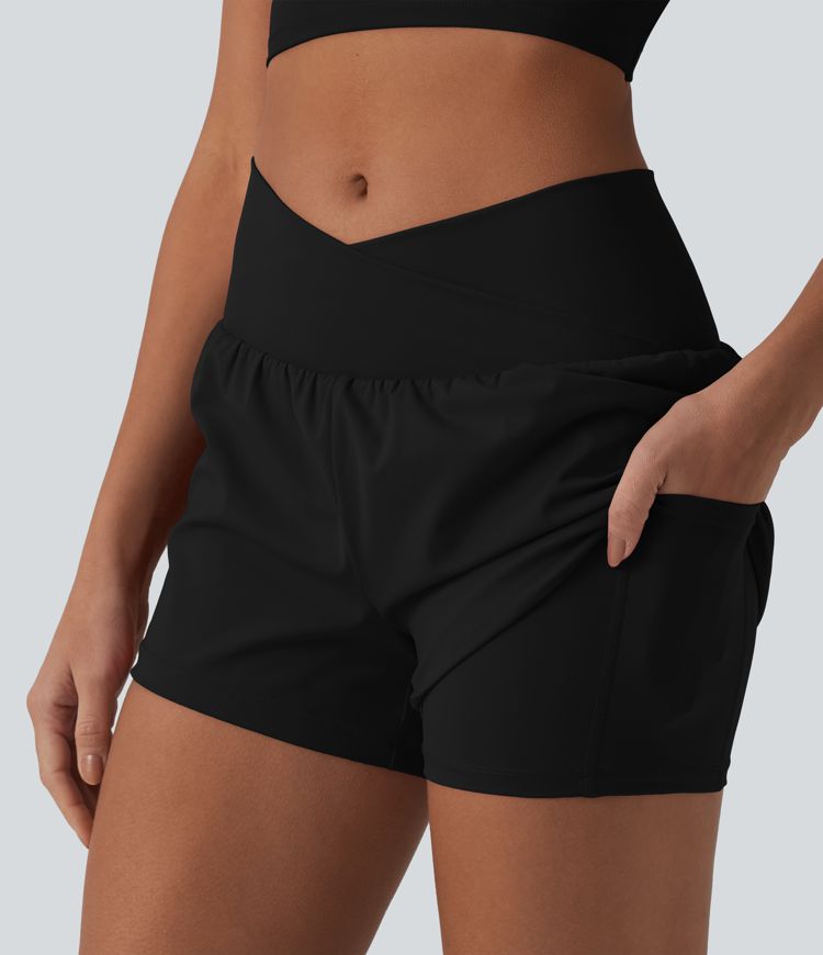 SoftlyZero™ Airy Crossover Yogashorts mit hohem Bund, 2-in-1-Modell, in allen Größen und mit praktischen Beuteln