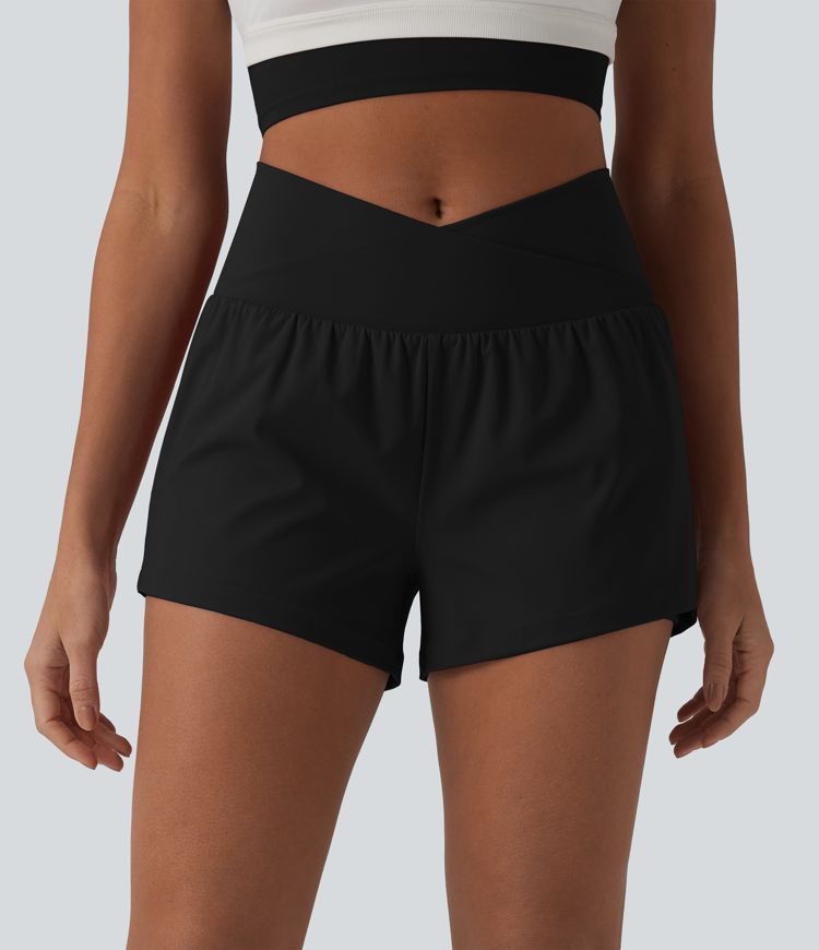 SoftlyZero™ Airy Crossover Yogashorts mit hohem Bund, 2-in-1-Modell, in allen Größen und mit praktischen Beuteln