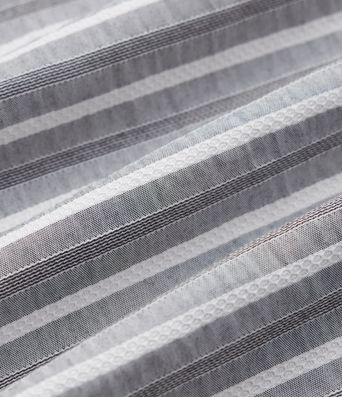  V Neck Puff Half Sleeve Stripe Casual Blouse