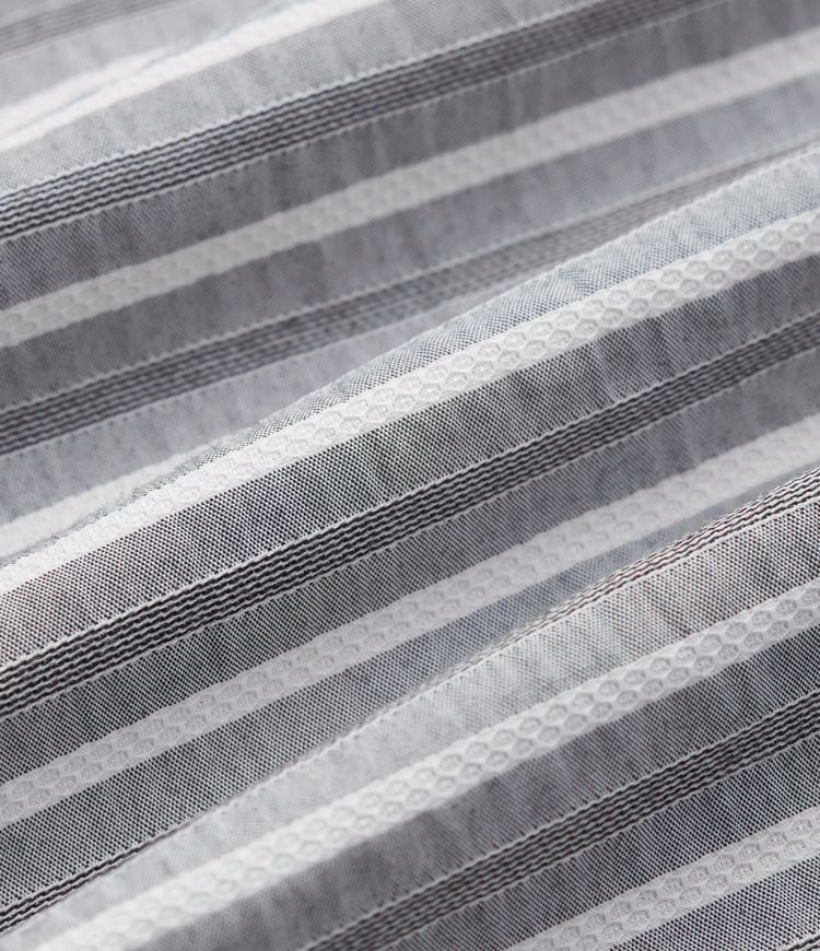  V Neck Puff Half Sleeve Stripe Casual Blouse