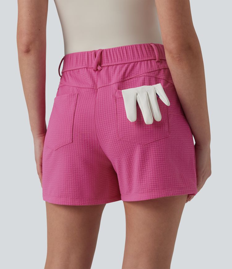 High Waisted Quick Dry Golf Shorts with Pockets-UPF40+