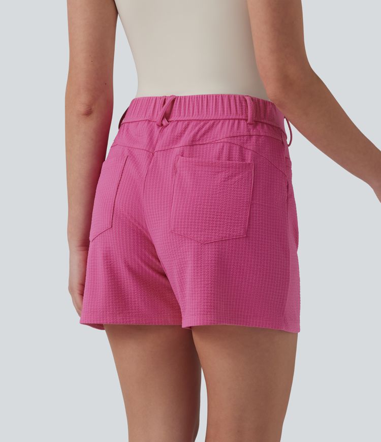 High Waisted Quick Dry Golf Shorts with Pockets-UPF40+