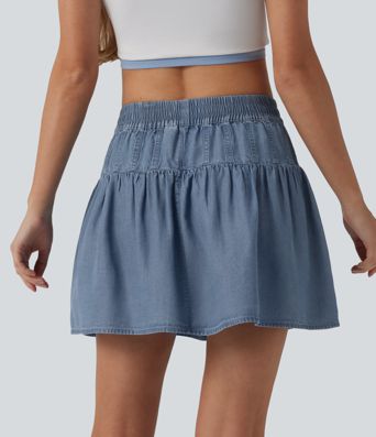 Lässiger Minirock in A-Linie aus Lyocell-Denim mit mittelhohem Bund