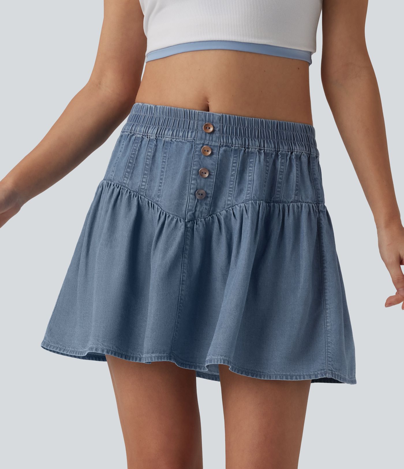 Lässiger Minirock in A-Linie aus Lyocell-Denim mit mittelhohem Bund