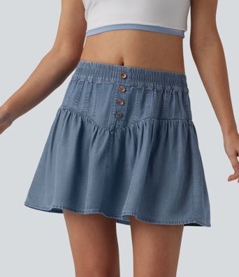 Lässiger Minirock in A-Linie aus Lyocell-Denim mit mittelhohem Bund