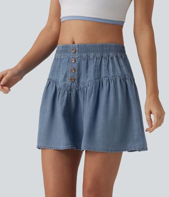 Lässiger Minirock in A-Linie aus Lyocell-Denim mit mittelhohem Bund